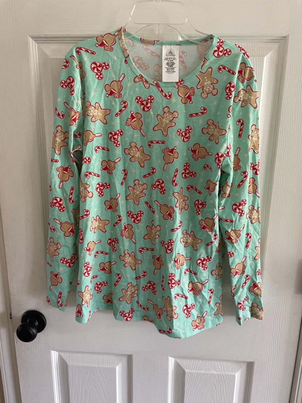 Disney Women's Mickey Minnie Gingerbread Christmas Pajama Set Mint Green S Small